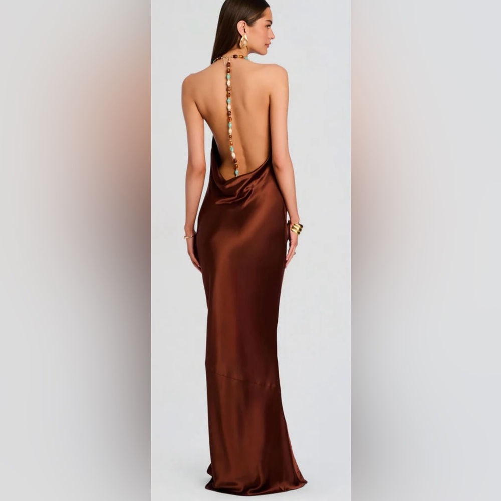 Retrofete Chocolate Backless Gown